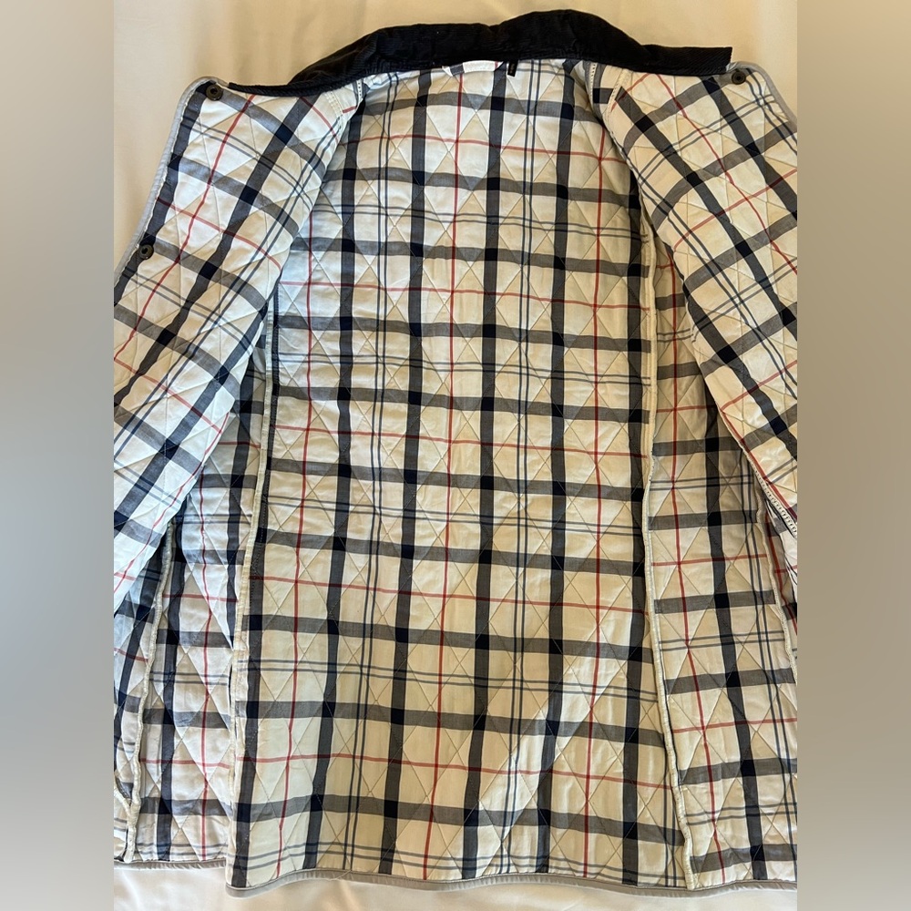 Barbour Light Blue Quilted Utility Jacket with Navy Collar - Picture 5 of 7